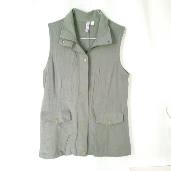 Tops - Khaki Linen Cotton Sleeveless Top